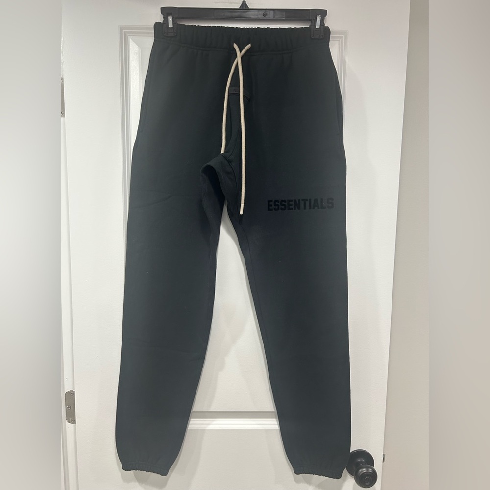 NWOT Essentials Jet Black Joggers - Picture 2 of 6